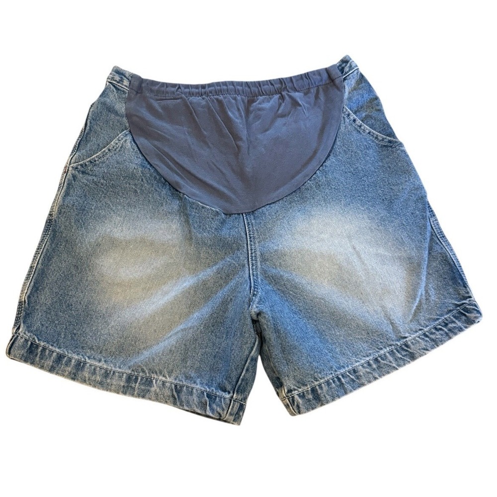 Motherhood Womens Light Wash Over The Belly Maternity Denim Shorts Large